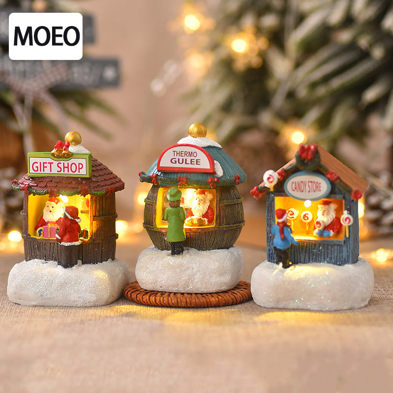 2025 Christmas Resin Mini House Santa Shop Ornament