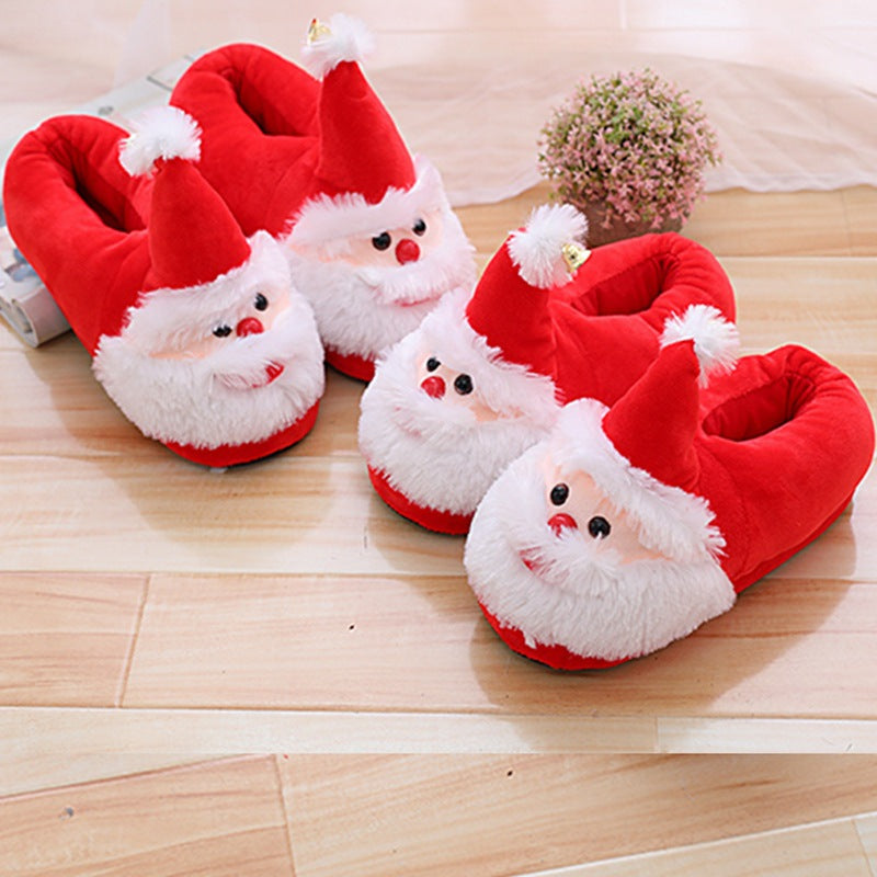 Cute Christmas Slippers Cotton Shoes Santa Claus Shoes Bag Root Indoor Home Shoes Children's Shoes Couples Warm Shoes