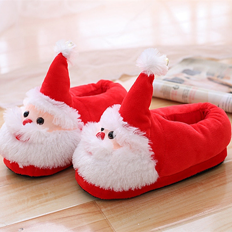 Cute Christmas Slippers Cotton Shoes Santa Claus Shoes Bag Root Indoor Home Shoes Children's Shoes Couples Warm Shoes