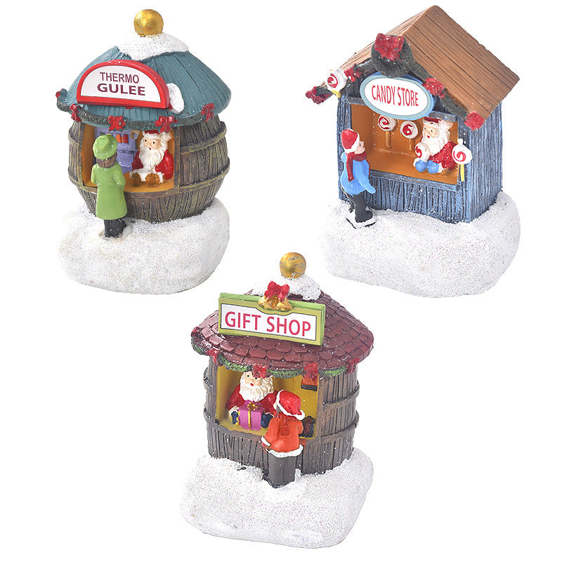2025 Christmas Resin Mini House Santa Shop Ornament