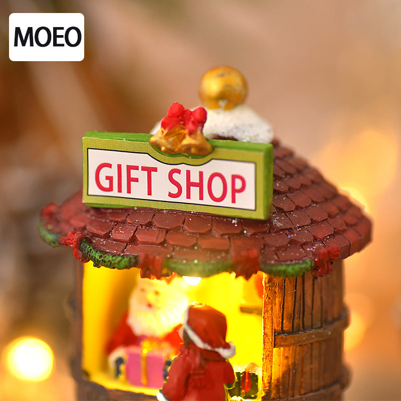 2025 Christmas Resin Mini House Santa Shop Ornament