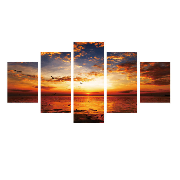 5 Pcs Wall Decorative Painting Huge Modern Abstract Wall Decor Sea Art Pictures Canvas Prints
