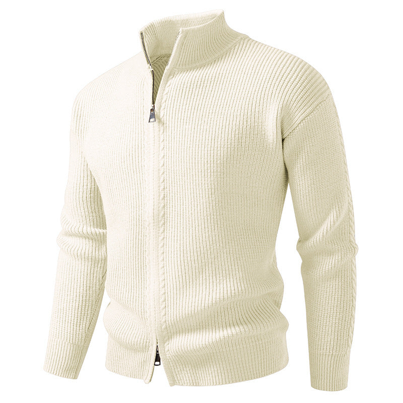 Men's Stand Collar Knit Cardigan Zipper Sweater
