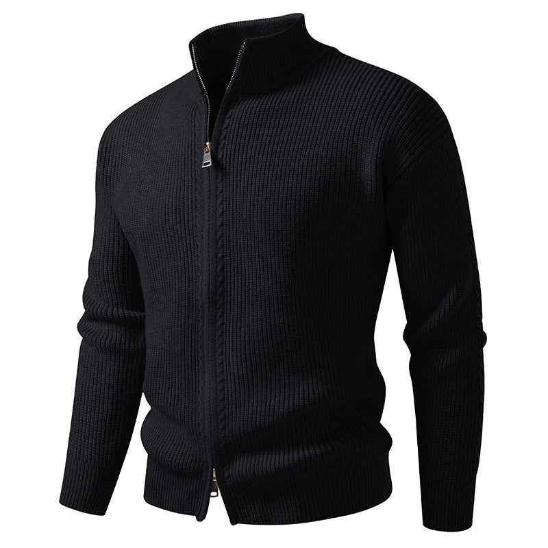 Men's Stand Collar Knit Cardigan Zipper Sweater