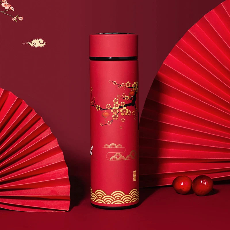 Intelligent Thermos Coffee Bottle Chinese Classical Style LED Touch Display Stainless Steel Thermal Cup Tea Mug Water Bottles
