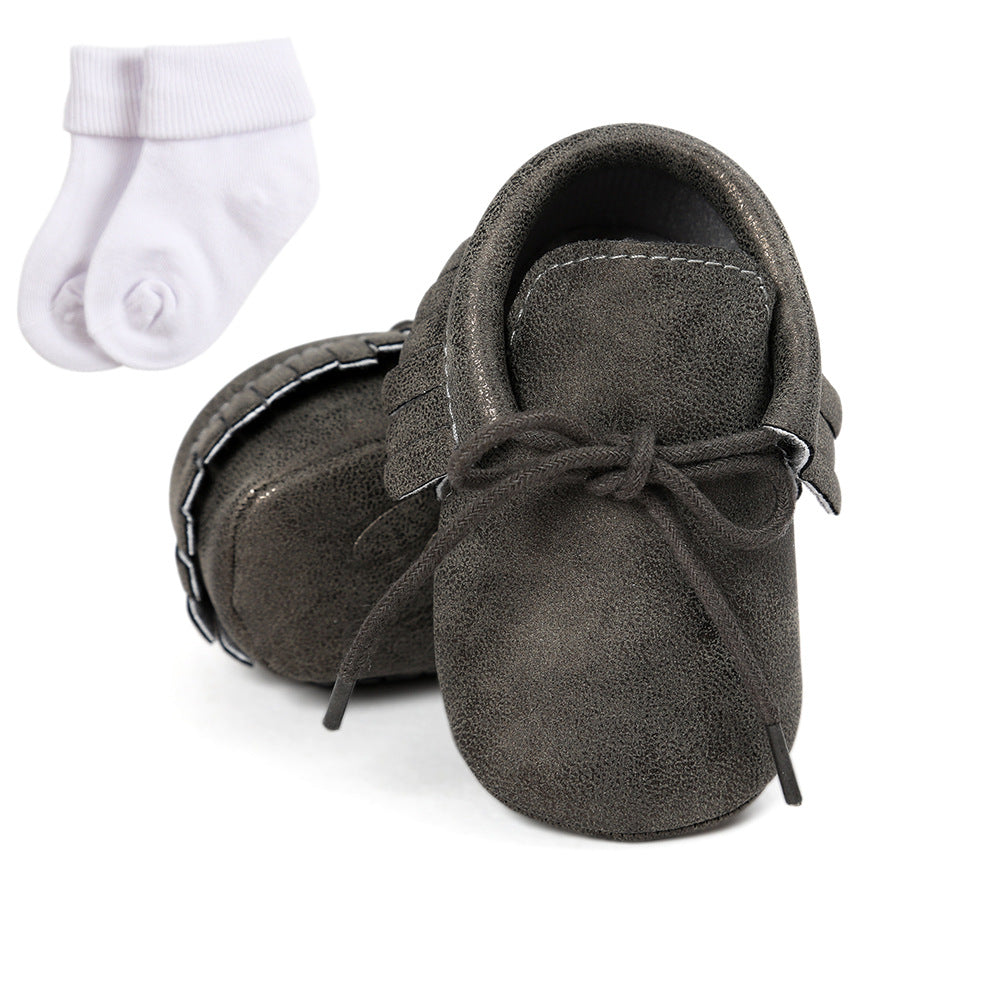 Baby Boy And Girl Baby Soft Sports Shoes, Soft Bottom Tassels, Toddler Shoes, Baby Shoes, 2 Sets Of Socks 1006