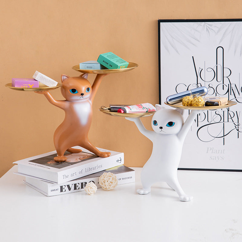 Sand Sculpture Enchanting Cat Living Room Desktop Decoration Creative Gift Violent Bear Tray Resin Crafts Home Decoration