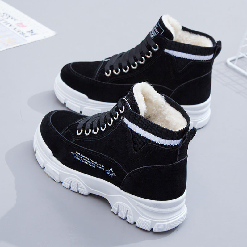 Cotton Shoes Women&amp;#039;s 2021 Winter New Snow Boots Thickened Plus Velvet Short Boots Autumn And Winter Trendy Shoes Two Cotton High-top Sneakers