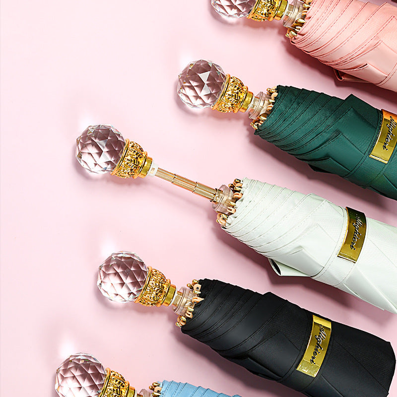 Crystal Ball Umbrella Sun Umbrella Small UV Protection Female 50% Off Portable Mini Light Luxury Sunshade Umbrella