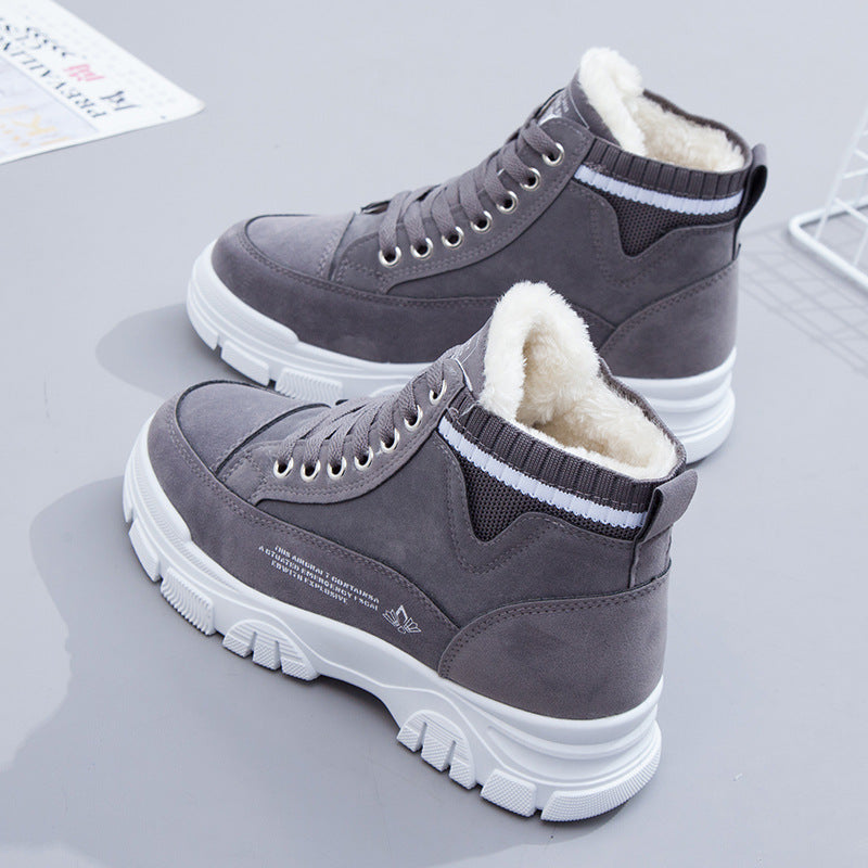 Cotton Shoes Women&amp;#039;s 2021 Winter New Snow Boots Thickened Plus Velvet Short Boots Autumn And Winter Trendy Shoes Two Cotton High-top Sneakers