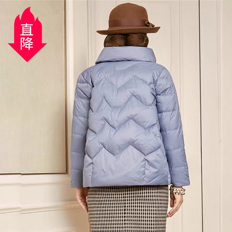 Down Jacket Women's Short 2021 Korean Winter Dongda New Korean Fashion Stand Collar White Duck Down Thin Coat