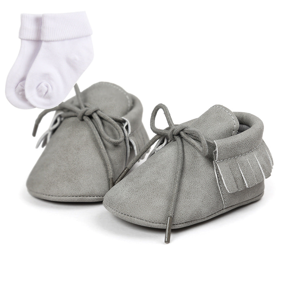 Baby Boy And Girl Baby Soft Sports Shoes, Soft Bottom Tassels, Toddler Shoes, Baby Shoes, 2 Sets Of Socks 1006
