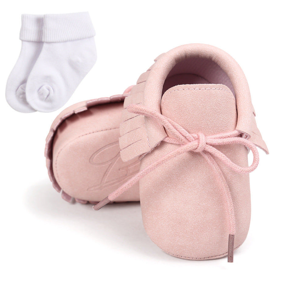 Baby Boy And Girl Baby Soft Sports Shoes, Soft Bottom Tassels, Toddler Shoes, Baby Shoes, 2 Sets Of Socks 1006