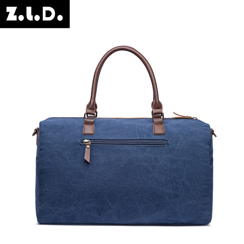 Cross-border Korean-style Handheld Canvas Bag Solid Color Casual Luggage Bag For Men And Women Travel Bag Shoulder Crossbody Bag