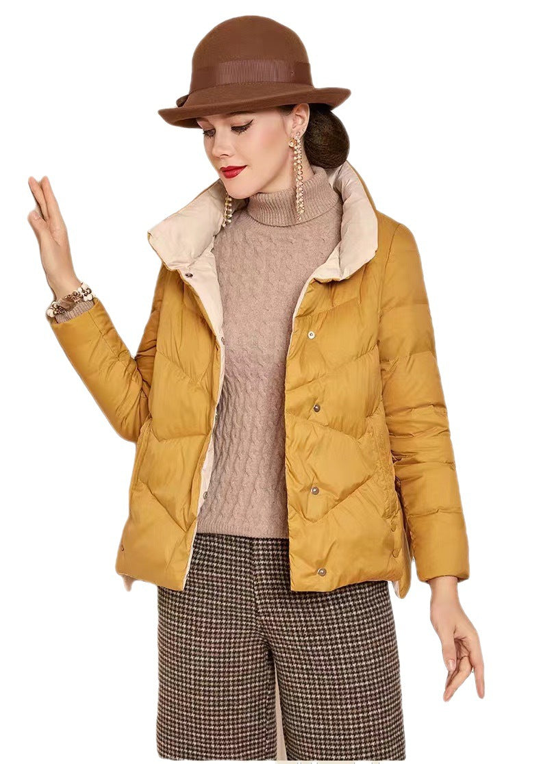 Down Jacket Women's Short 2021 Korean Winter Dongda New Korean Fashion Stand Collar White Duck Down Thin Coat