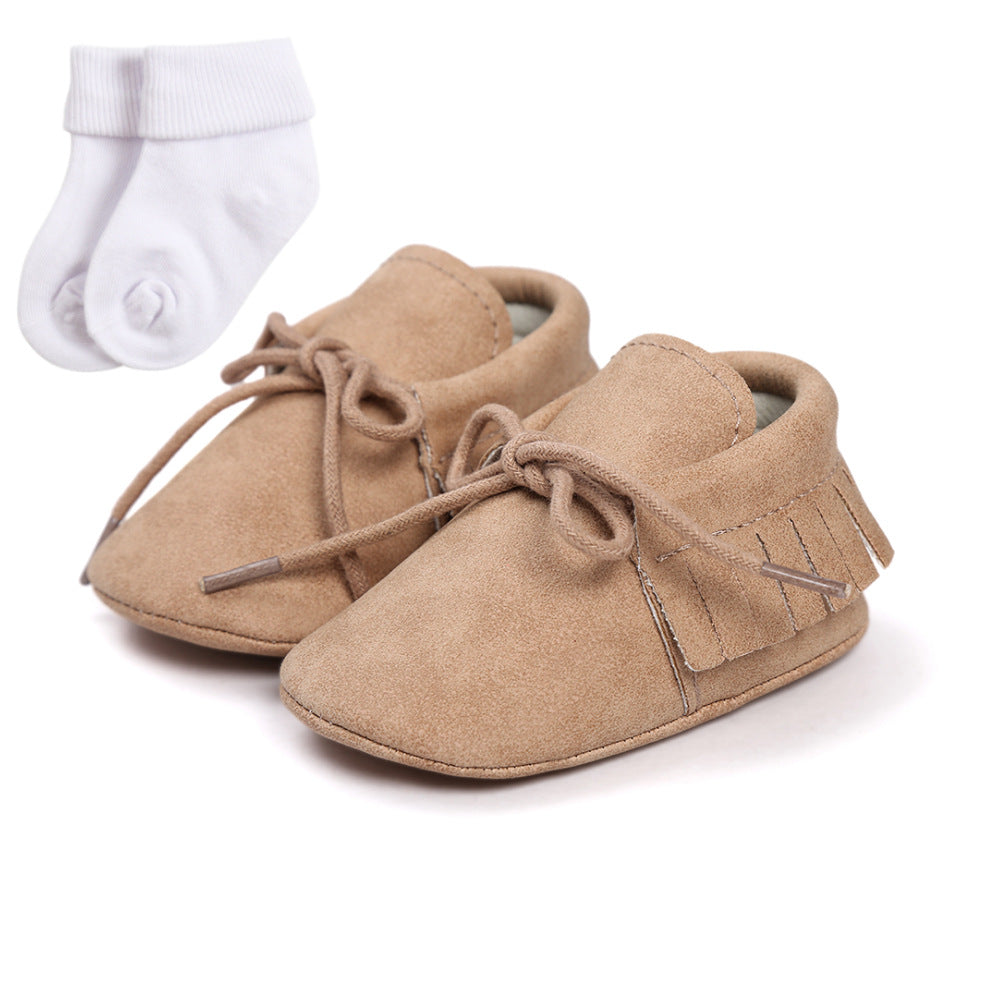 Baby Boy And Girl Baby Soft Sports Shoes, Soft Bottom Tassels, Toddler Shoes, Baby Shoes, 2 Sets Of Socks 1006