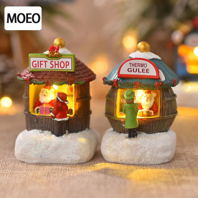 2025 Christmas Resin Mini House Santa Shop Ornament