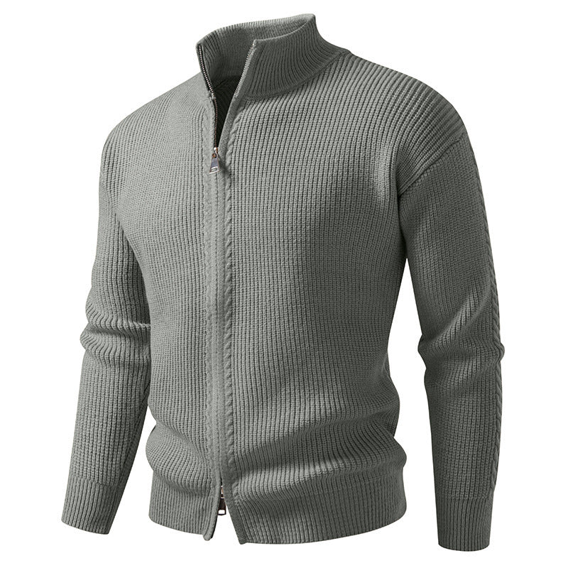 Men's Stand Collar Knit Cardigan Zipper Sweater