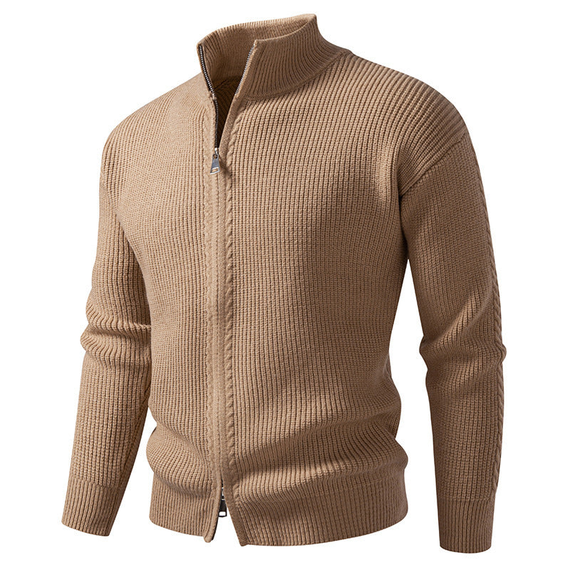 Men's Stand Collar Knit Cardigan Zipper Sweater